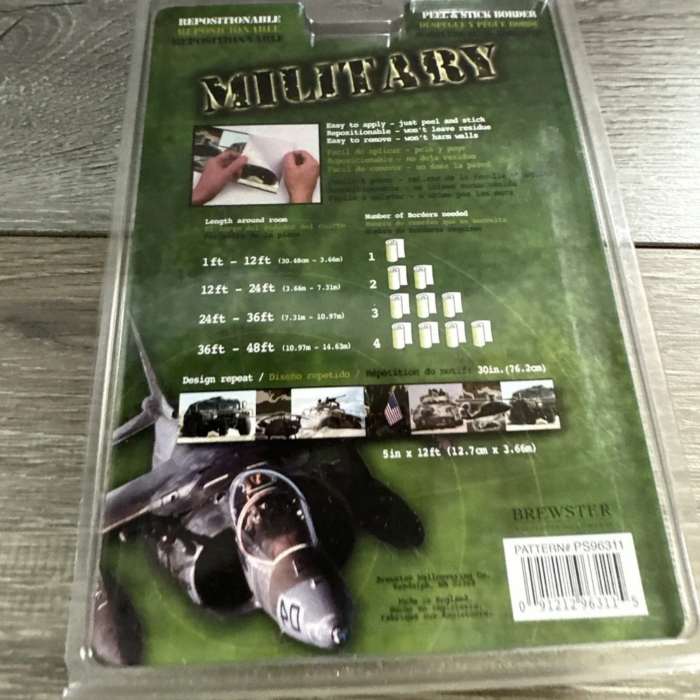 Brewster Military Peel & Stick Border Kid Room 5in x 12ft New PS96311 Green Camo